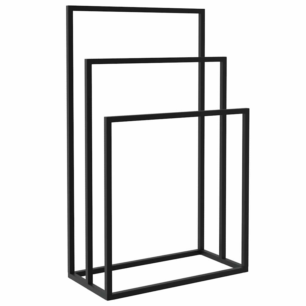 Portasciugamani da Pavimento Nero 48x24x79cm in Ferro