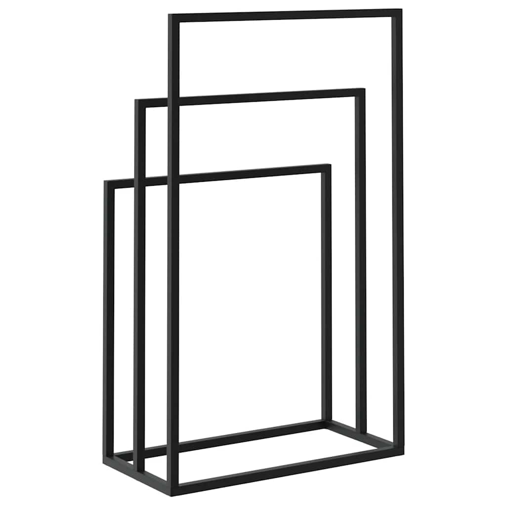 Portasciugamani da Pavimento Nero 48x24x79cm in Ferro