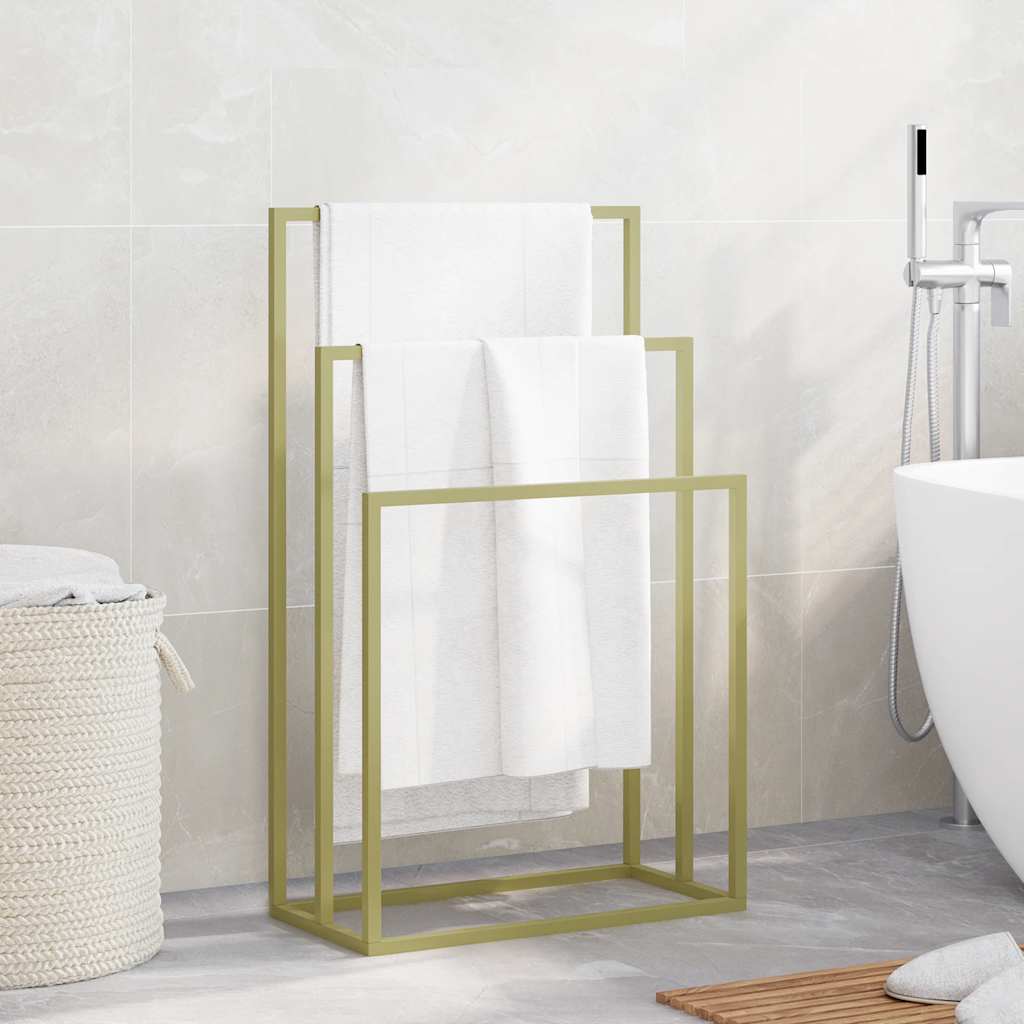 Portasciugamani da Pavimento Oro 48x24x79cm in Ferro