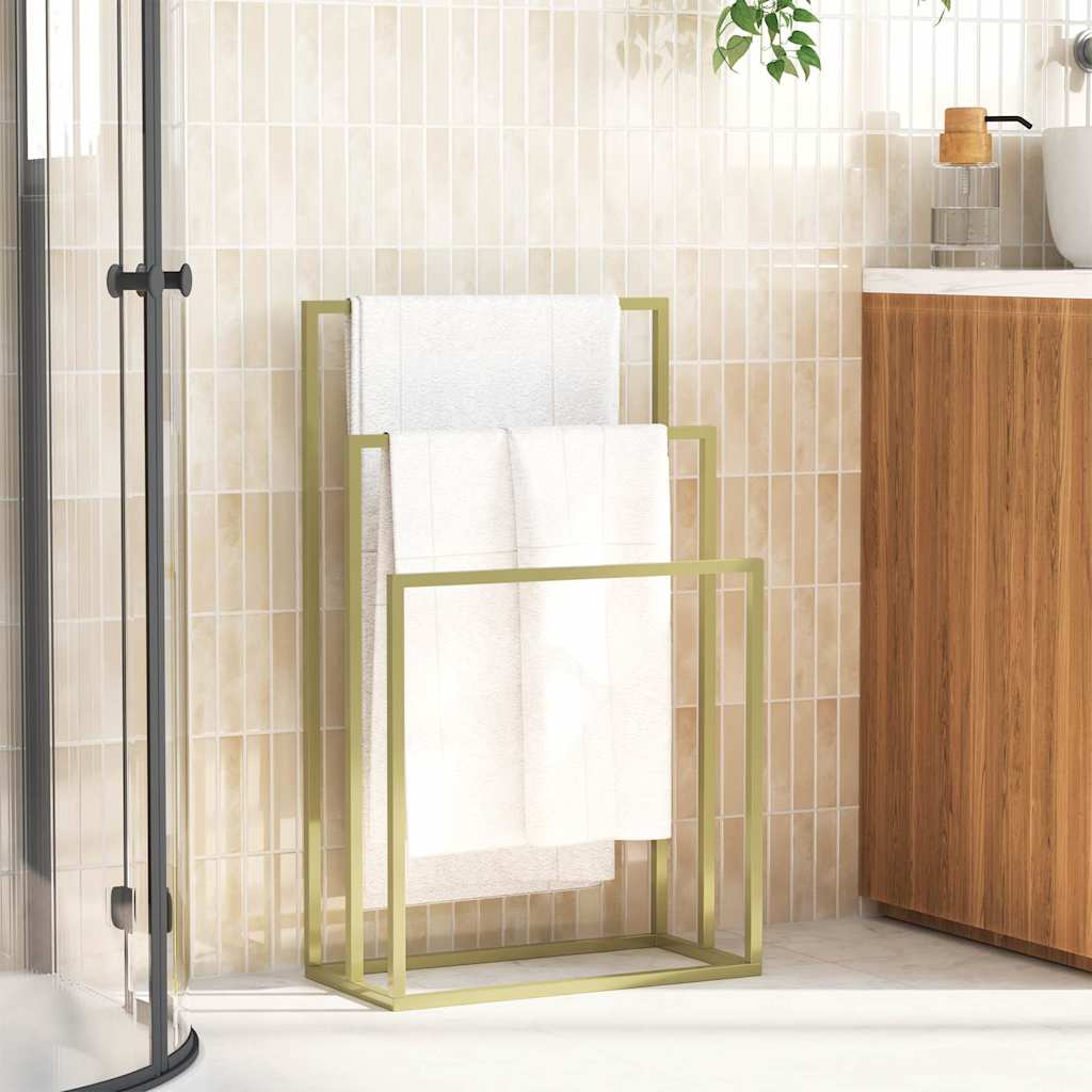 Portasciugamani da Pavimento Oro 48x24x79cm in Ferro