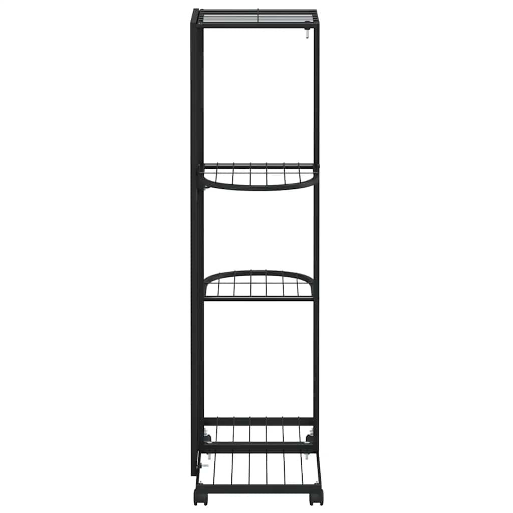 Fioriera a 4 Piani con Ruote 44x23x80 cm Ferro Nero