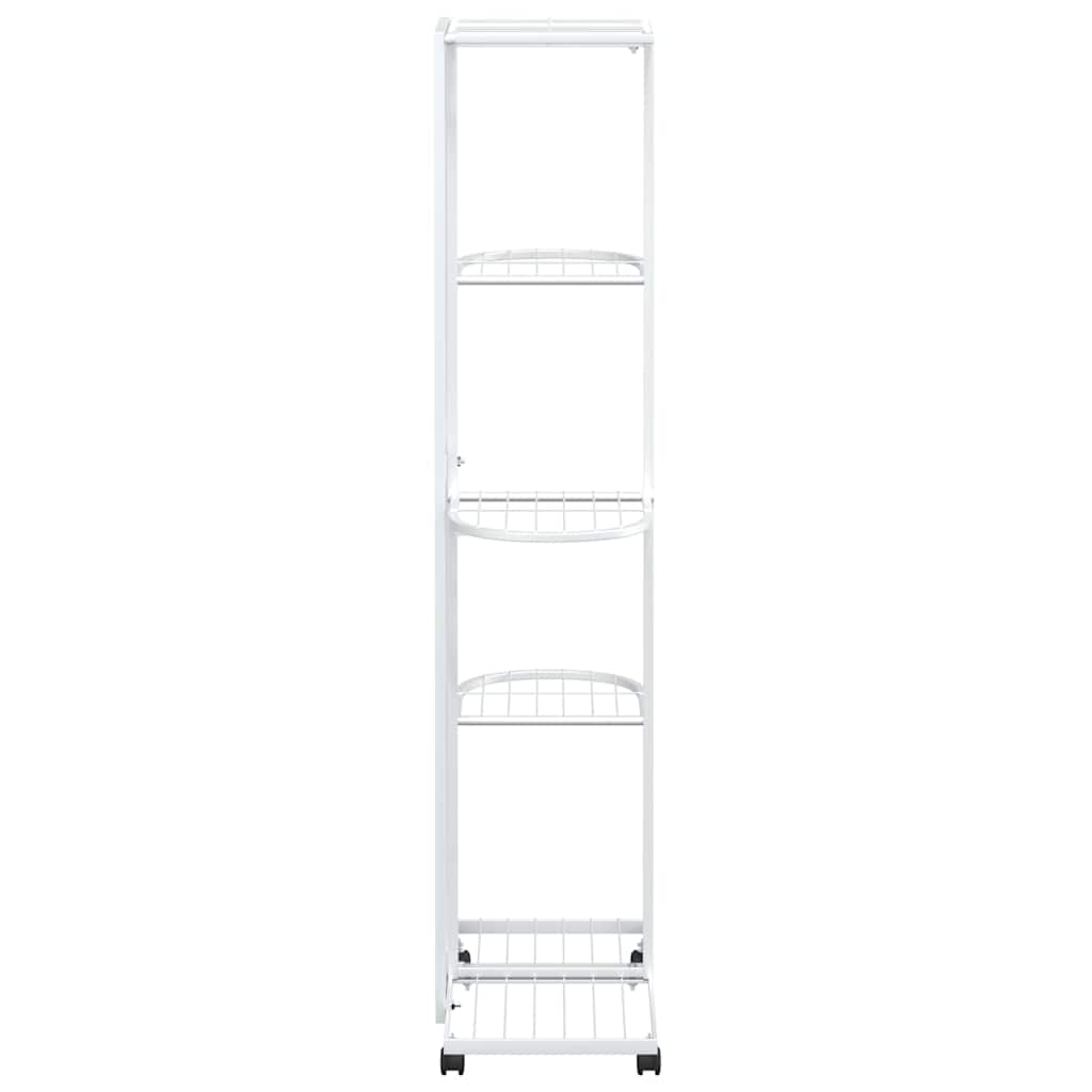 Fioriera a 5 Piani con Ruote 44x23x100 cm Ferro Bianco