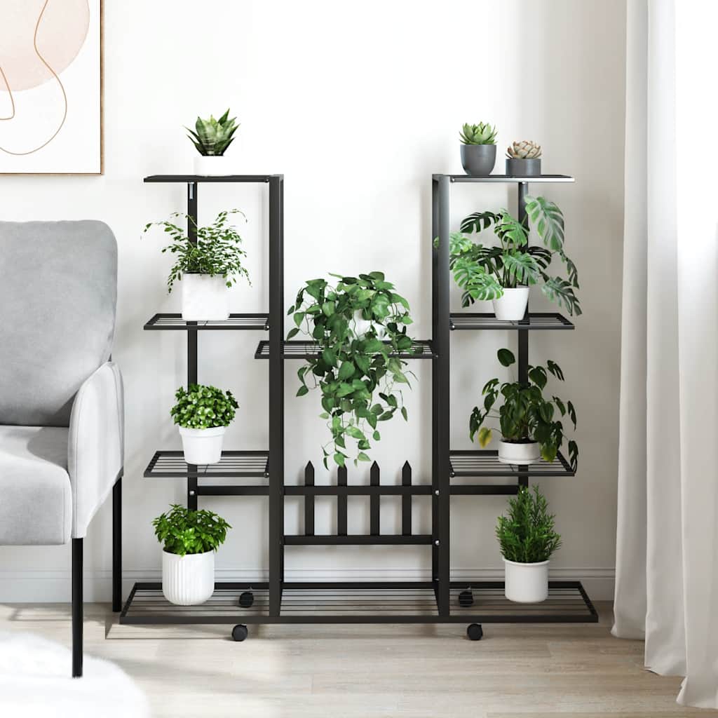Portafiori con Ruote 94,5x24,5x91,5 cm Ferro Nero