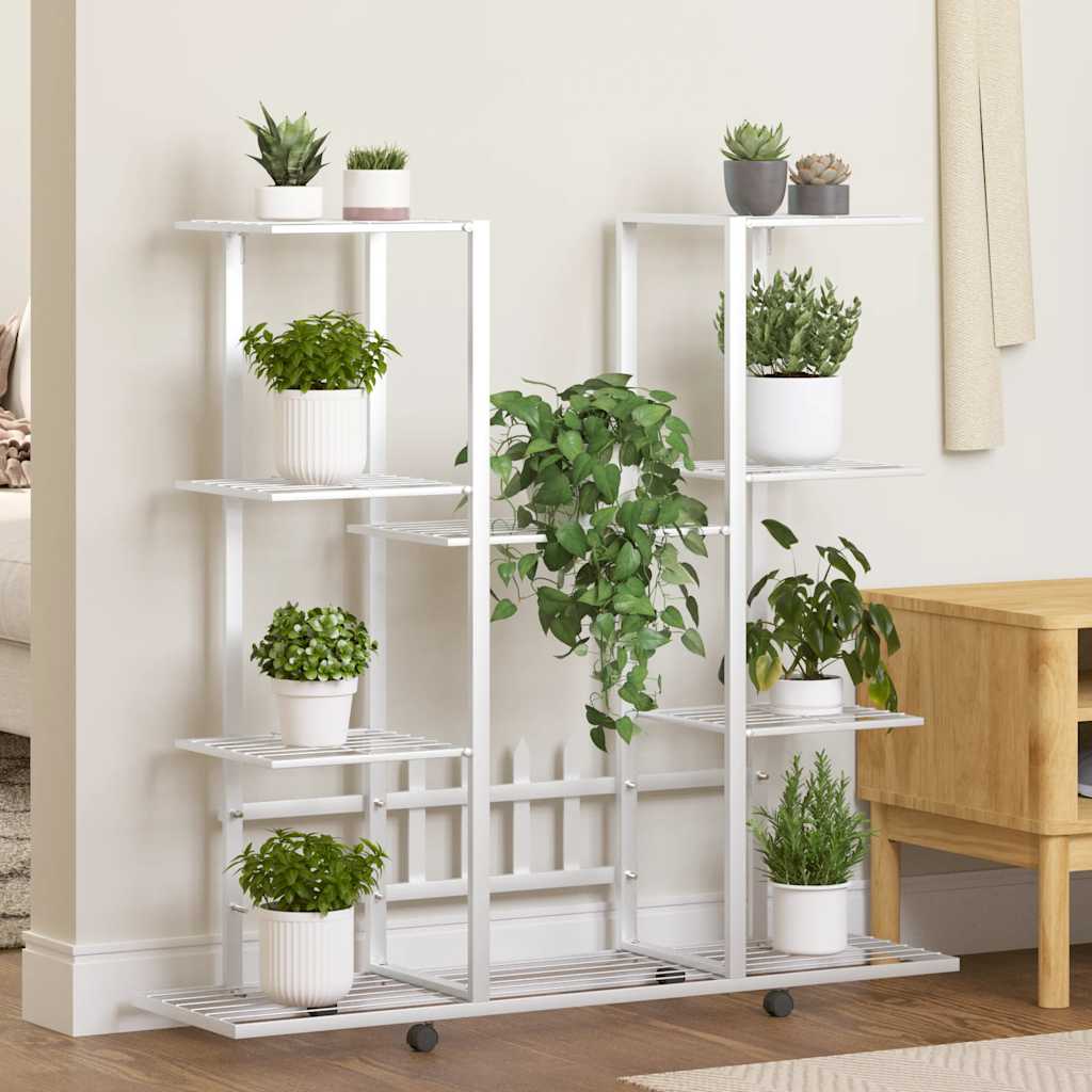 Portafiori con Ruote 94,5x24,5x91,5 cm Ferro Bianco