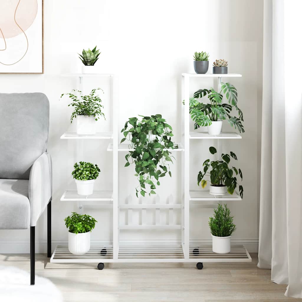 Portafiori con Ruote 94,5x24,5x91,5 cm Ferro Bianco