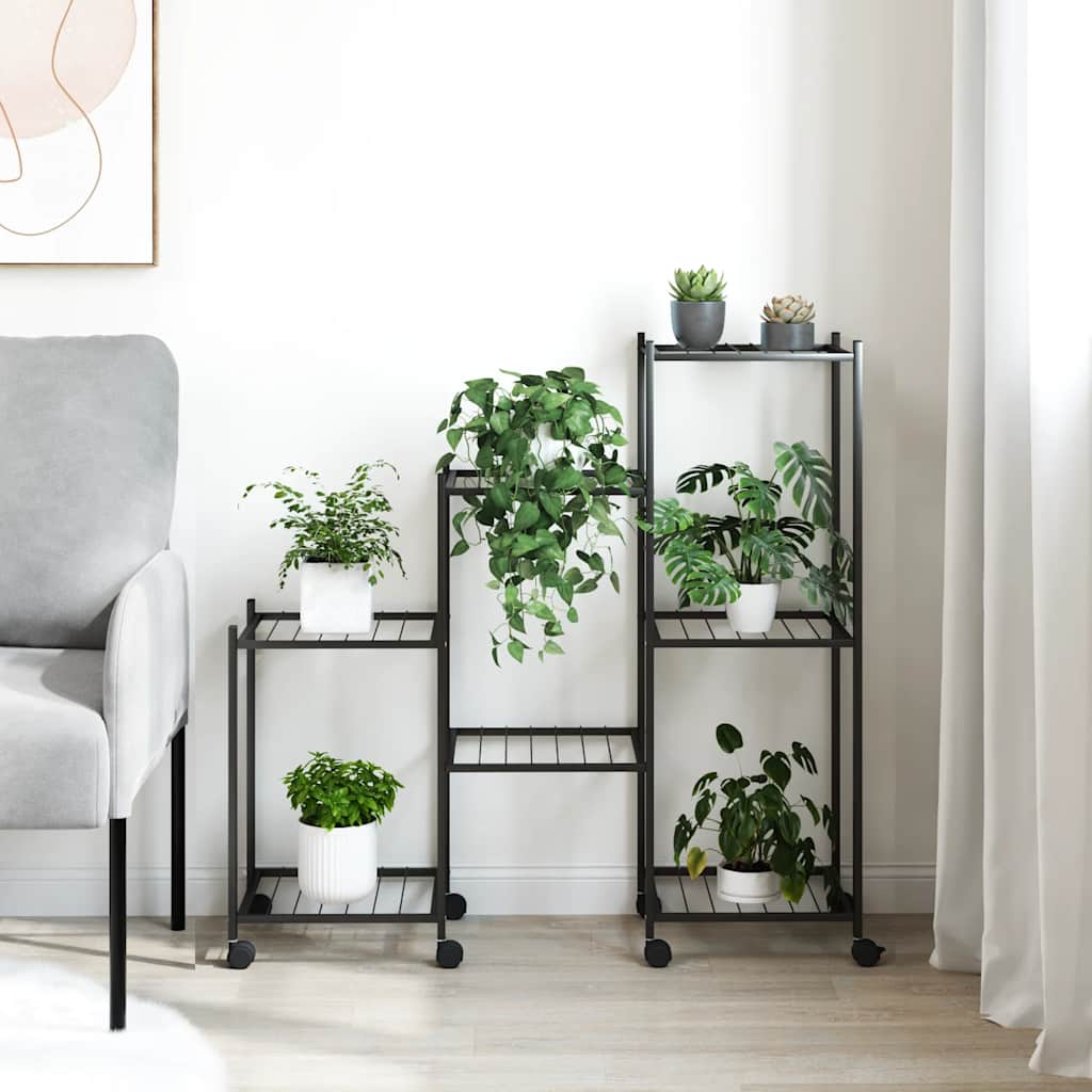 Portafiori con Ruote 83x25x83,5 cm Ferro Nero
