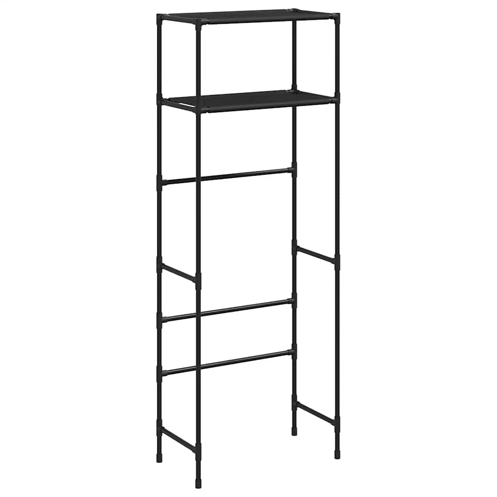 Rastrelliera per Bagno a 2 Livelli Nera 53,5x28x143 cm Ferro