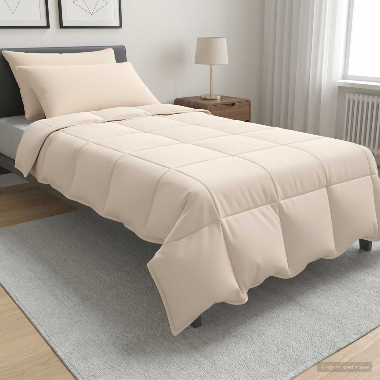 Set di Piumoni 2 pz 155 x 220 cm Tutte le stagioni Beige