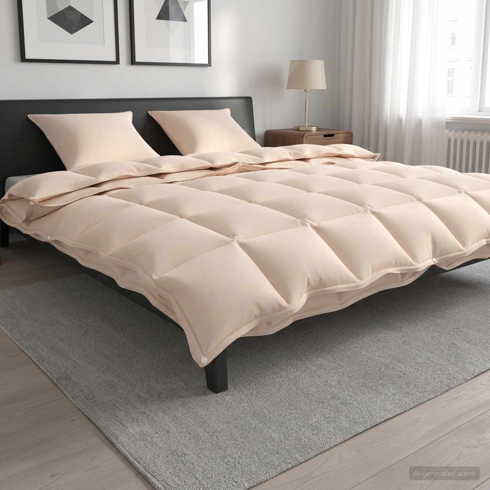 Set di Piumoni 2 pz 240 x 220 cm Kapok e Poliestere Beige