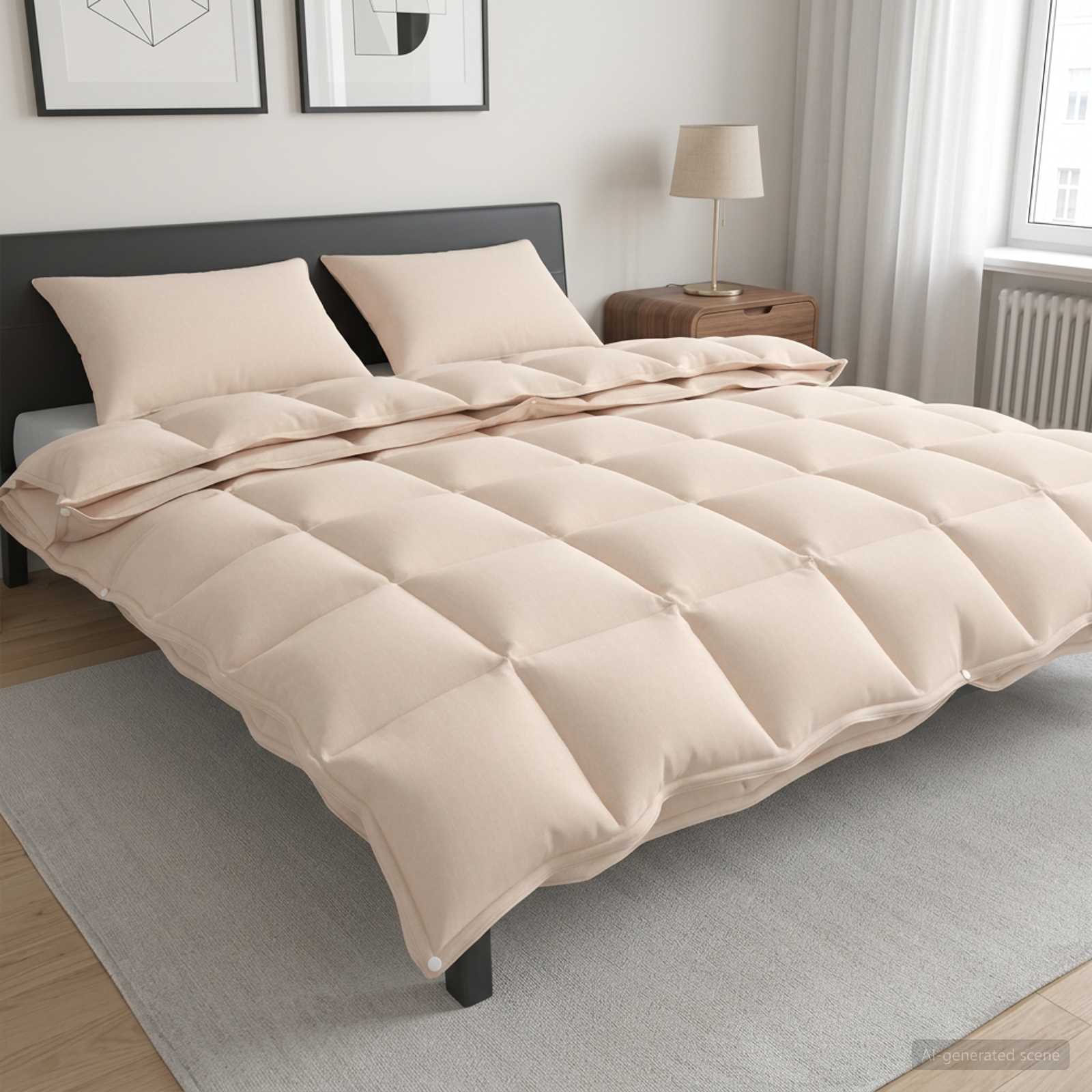 Set di Piumoni 2 pz 260 x 220 cm Kapok e Poliestere Beige