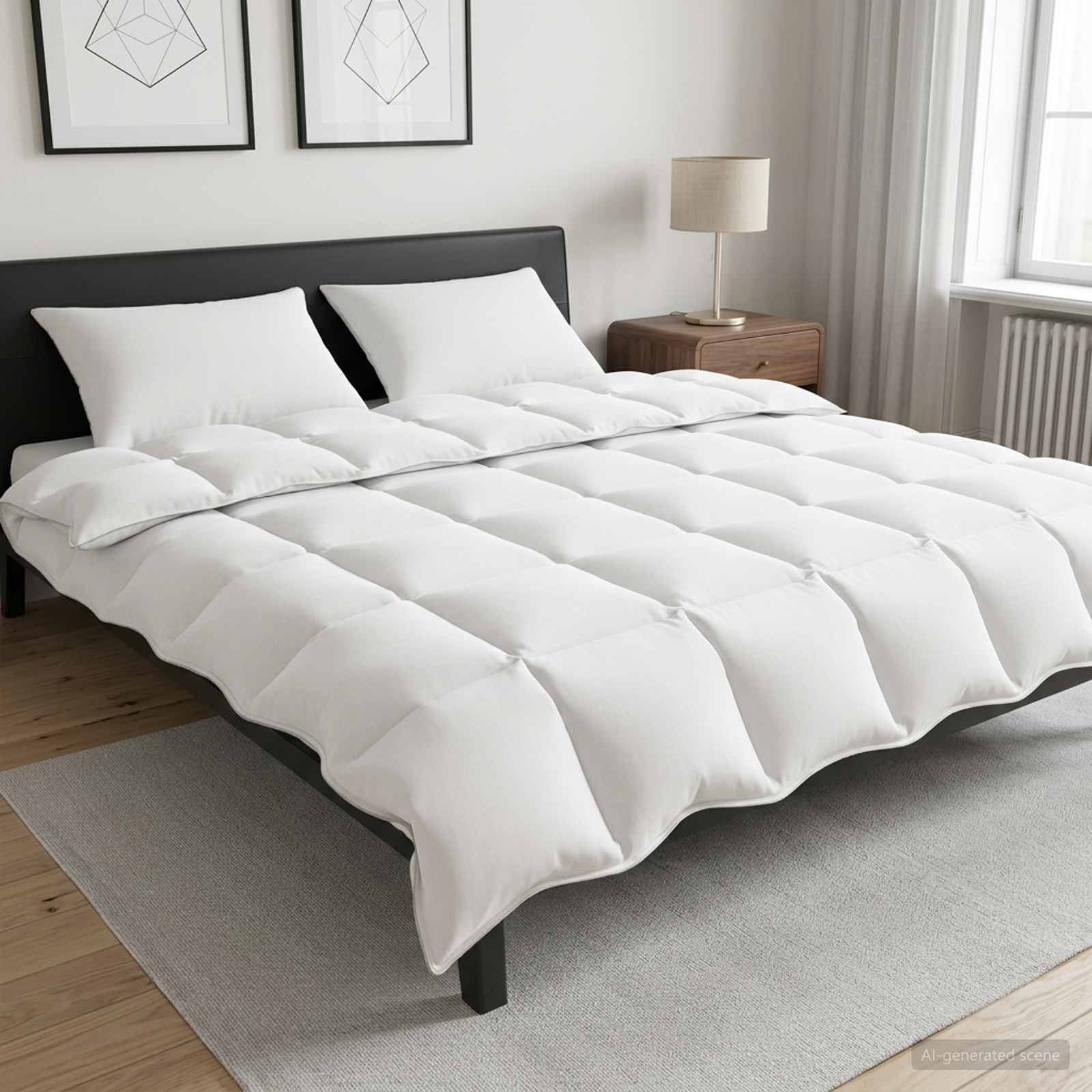 Set Piumone e Cuscino da Letto 3 pz 200 x 240 cm Inverno Bianco
