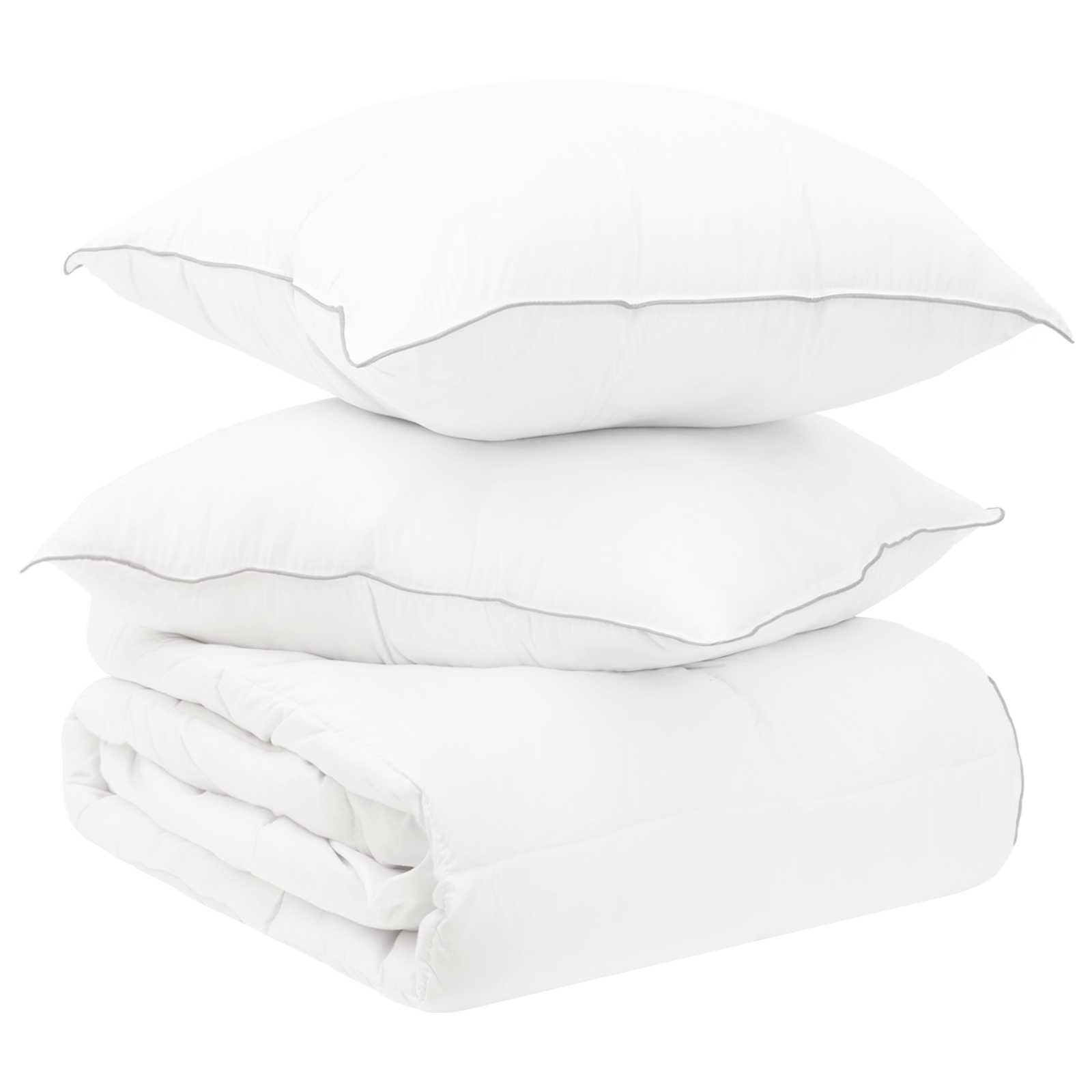 Set Piumone e Cuscino da Letto 3 pz 200 x 240 cm Inverno Bianco