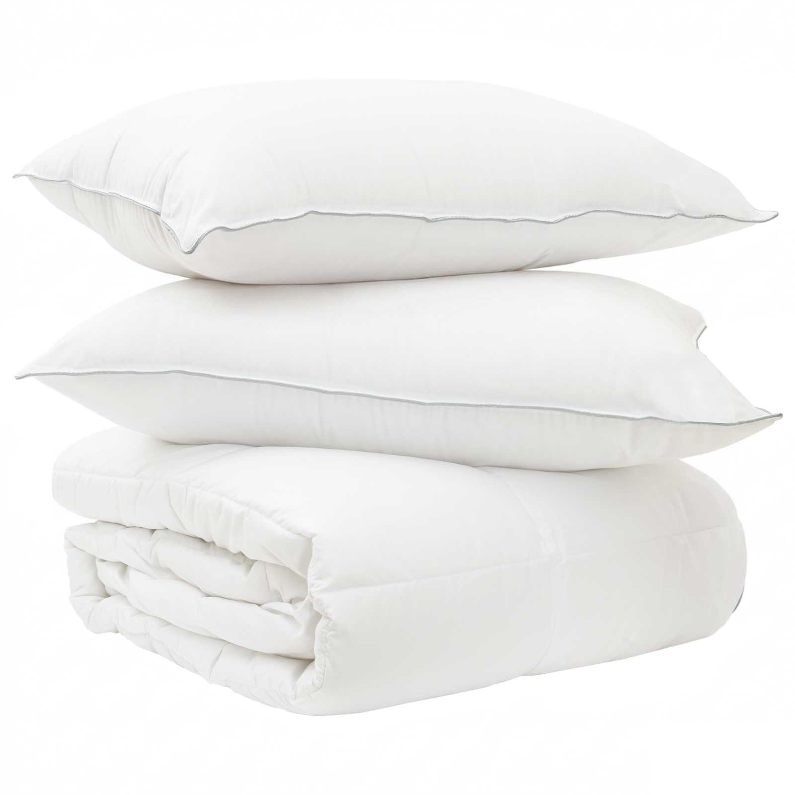 Set Piumone e Cuscino da Letto 3 pz 140 x 220 cm Inverno Bianco