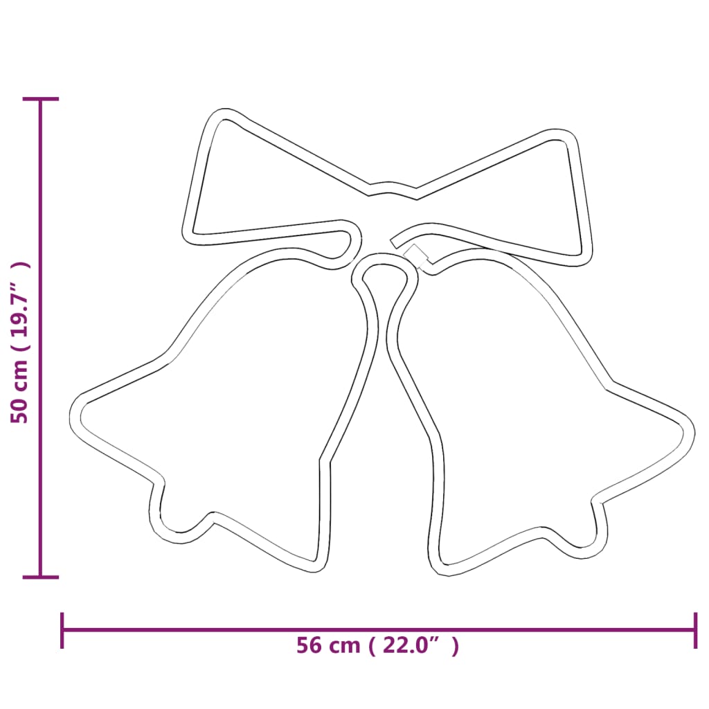 Figura Natalizia di Campane con 72 LED 50x56 cm