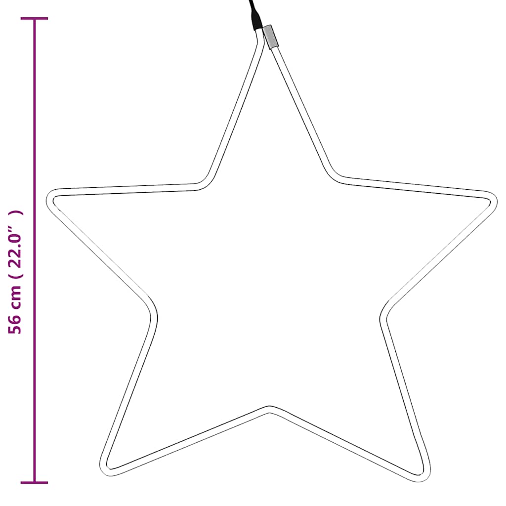 Figura Stella Natalizia con 48 LED Bianco Caldo 56 cm