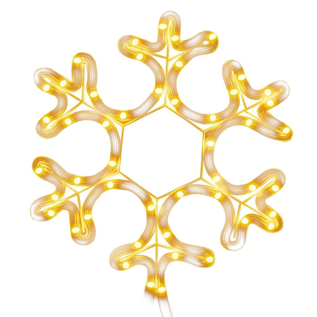 Figura Natalizia Fiocco di Neve con 48 LED Bianco Caldo 27x27cm