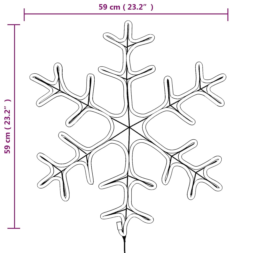 Figura Natalizia Fiocco di Neve 144 LED Bianco Caldo 59x59 cm
