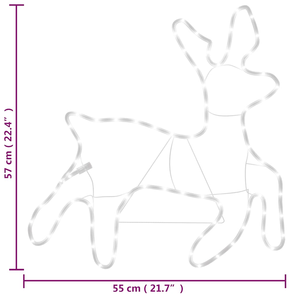 Figura Renna Natalizia con 72 LED Bianco Caldo 57x55x4,5 cm