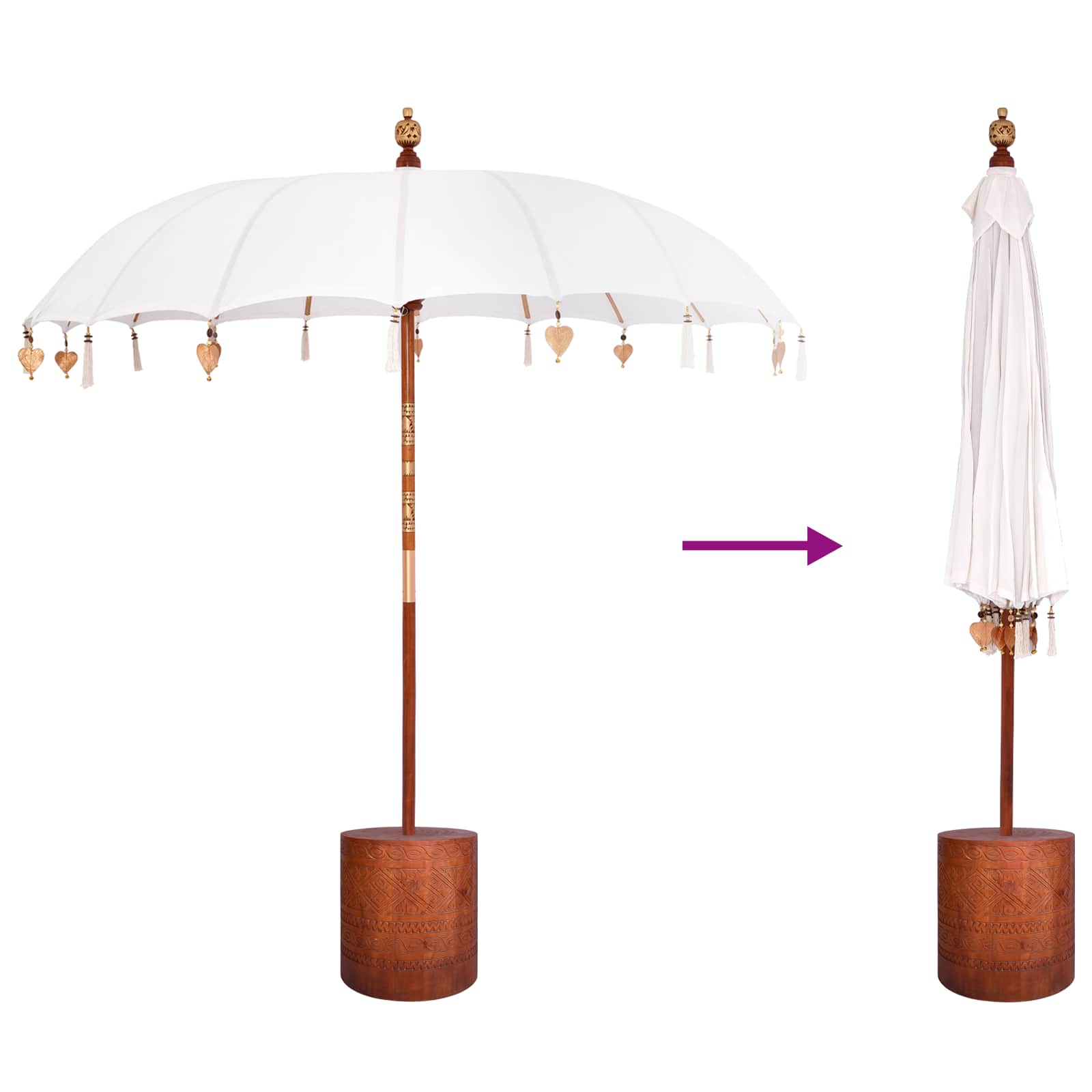 Ombrellone balinese con base Rotondo 220 x 220 x 295 cm