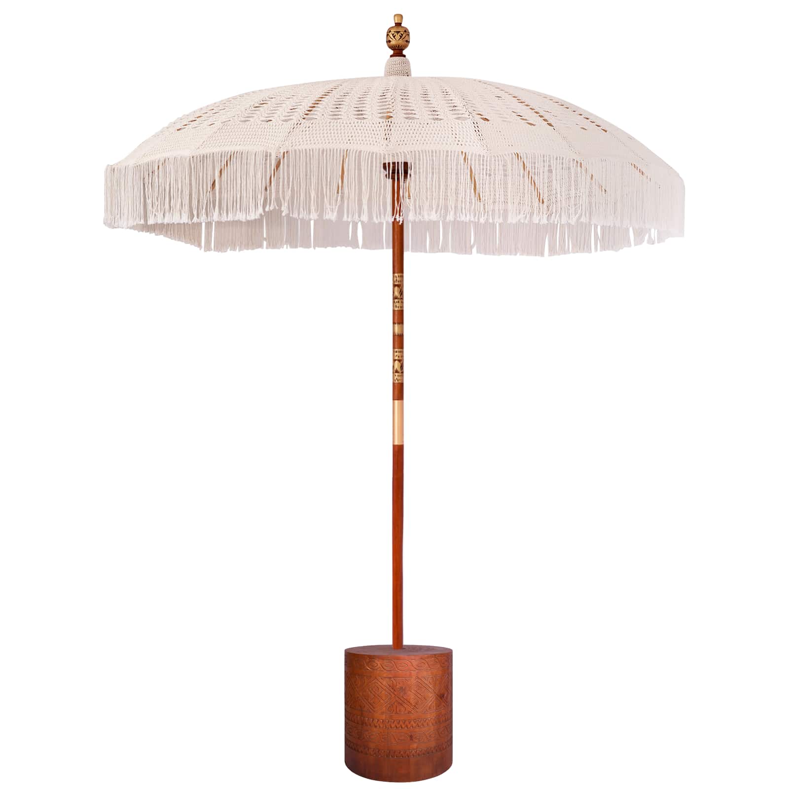 Set Ombrellone Legno di bamboo solido e cotone 2 pz