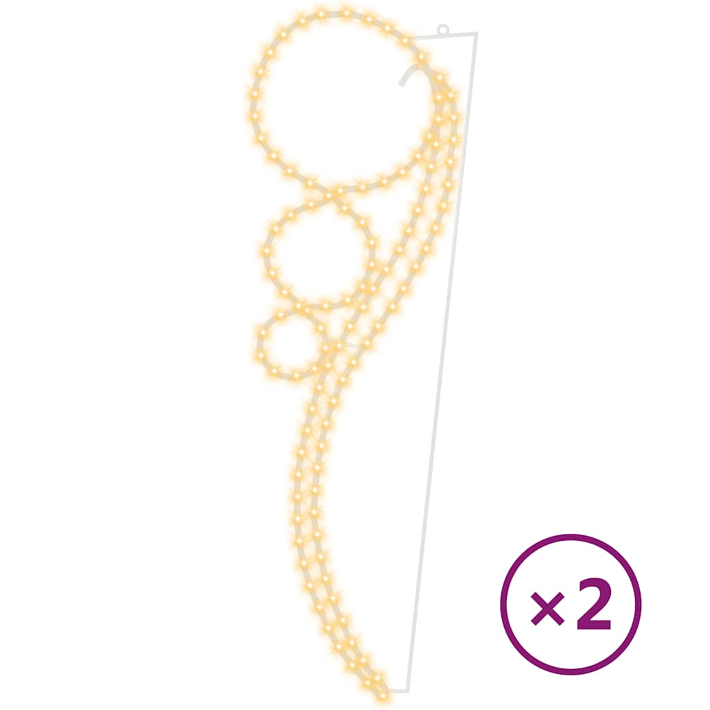 Stringhe Luci a Forma di Palle 2pz Bianco Caldo 111,5x35x4,5cm