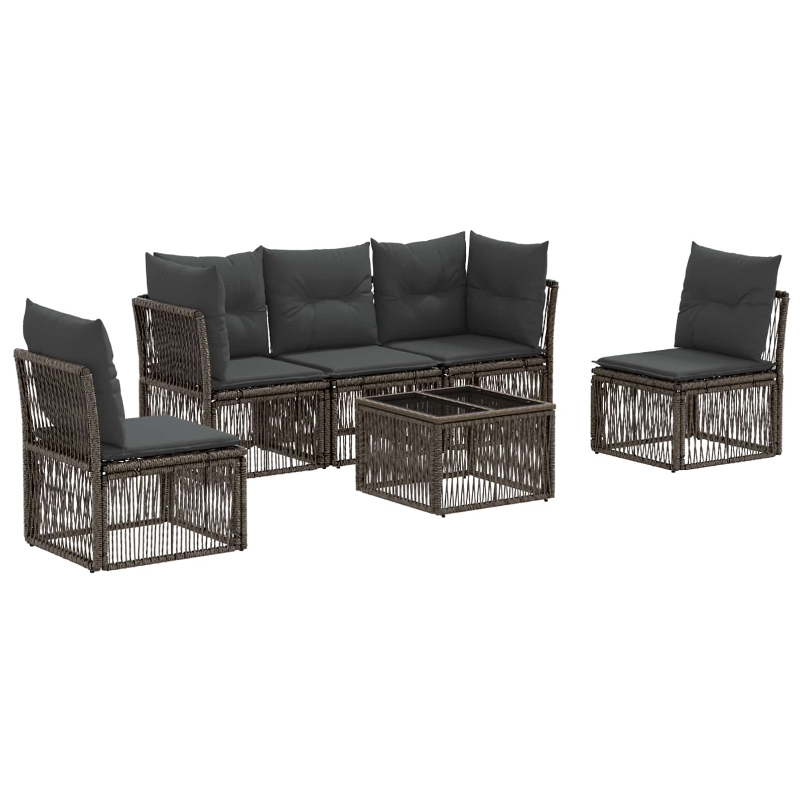 Set Divano da Giardino 6 pz Grigio polyrattan