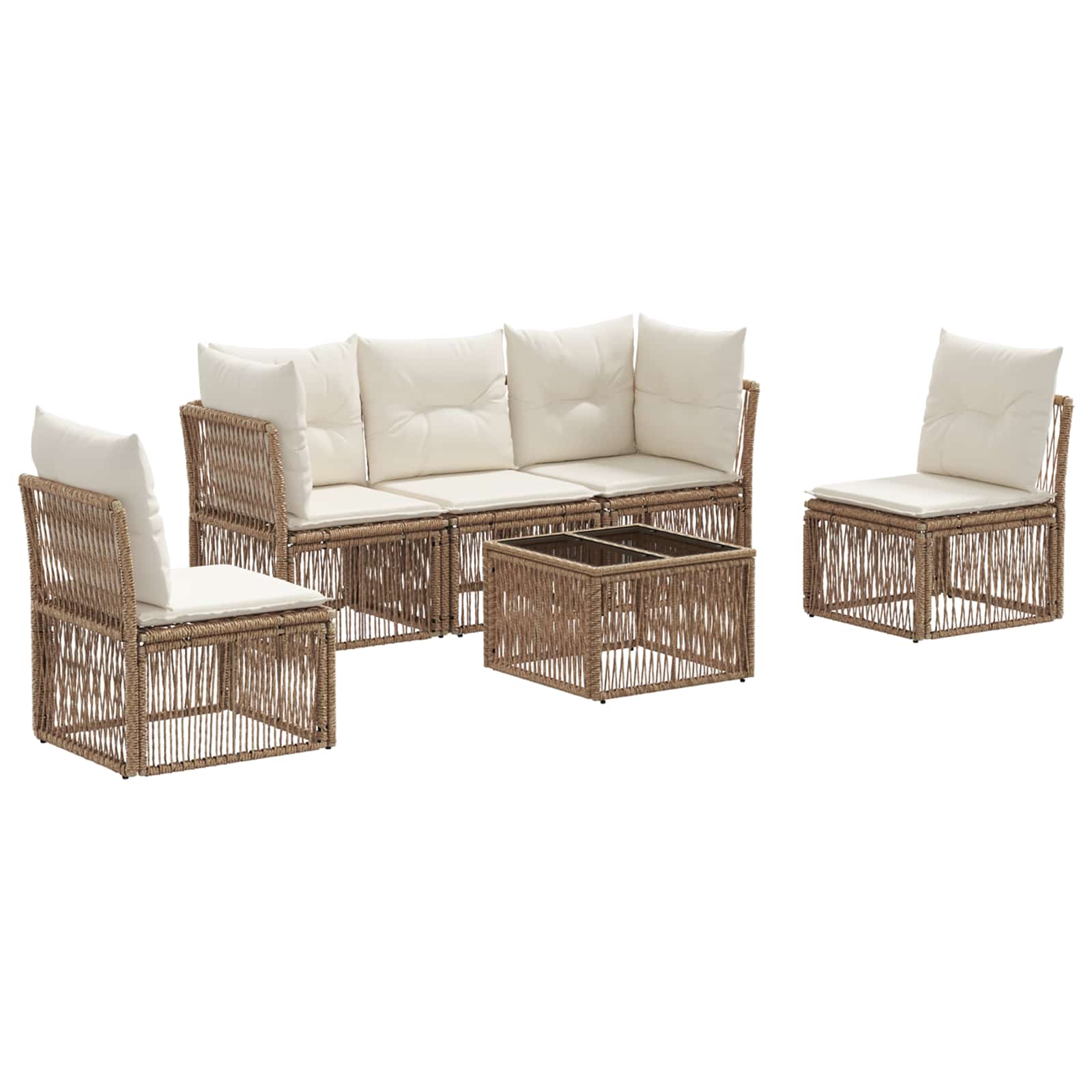 Set Divano da Giardino 6 pz Beige polyrattan
