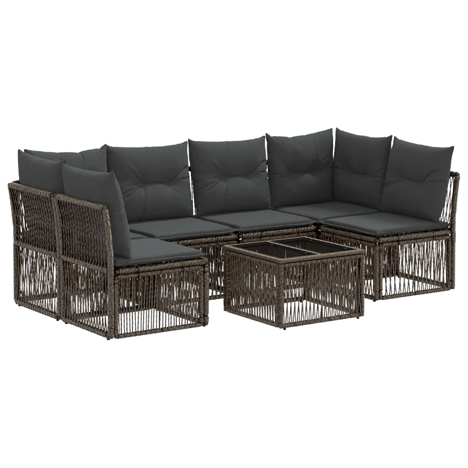 Set Divano da Giardino 7 pz Grigio polyrattan