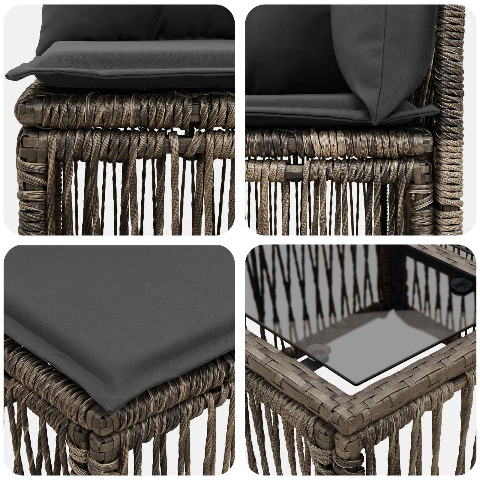 Set Divano da Giardino 7 pz Grigio polyrattan