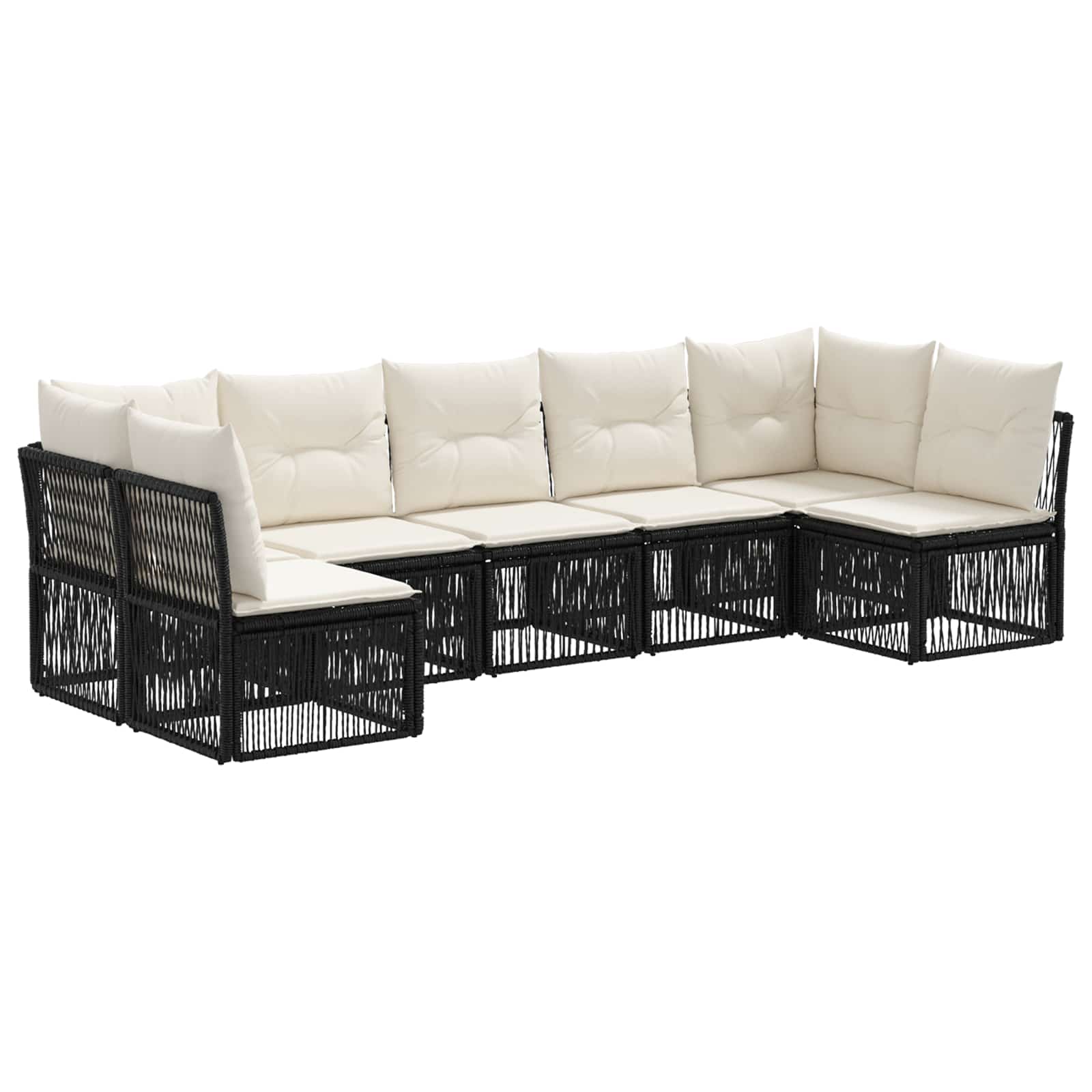 Set Divano da Giardino 7 pz Nero polyrattan