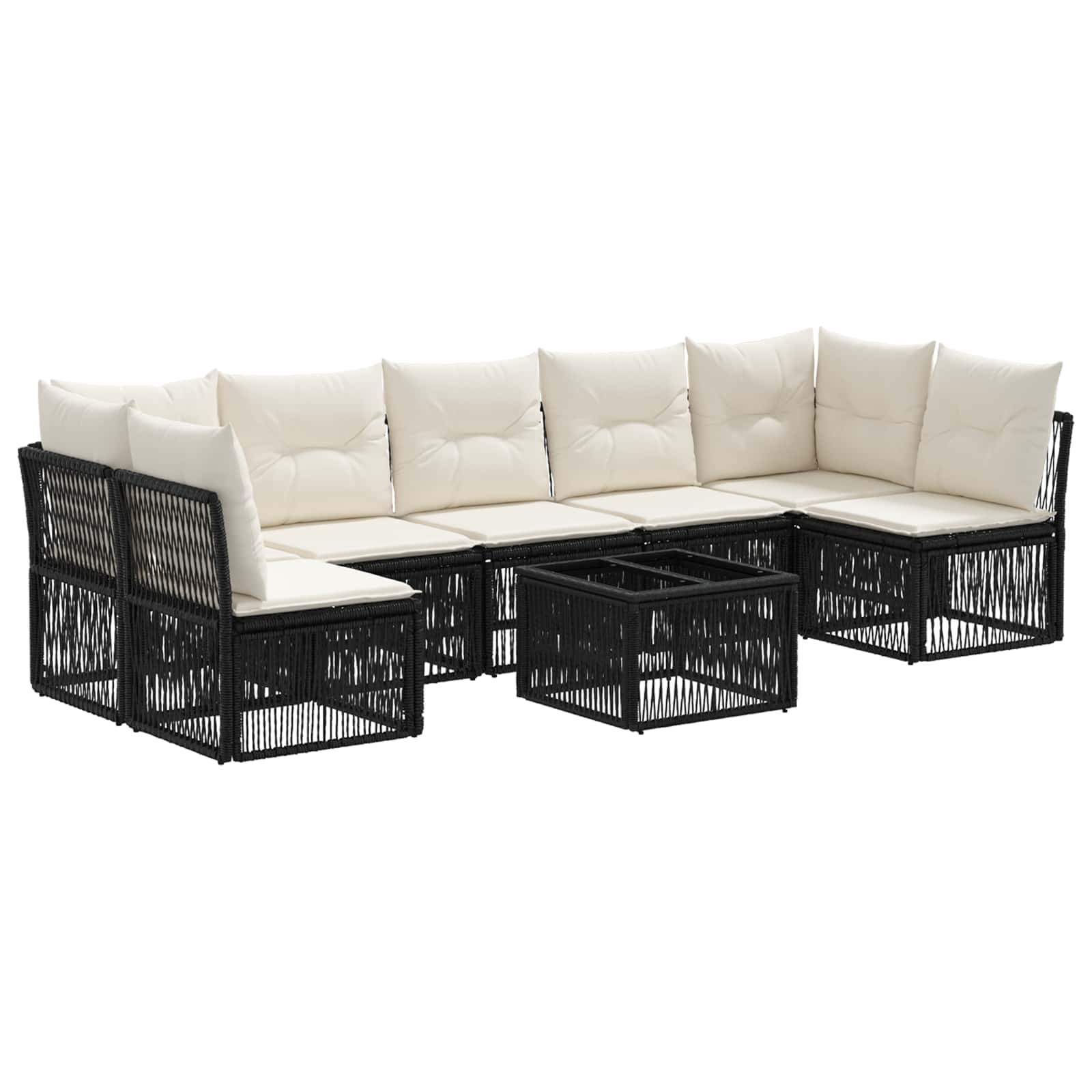Set Divano da Giardino 8 pz Nero polyrattan