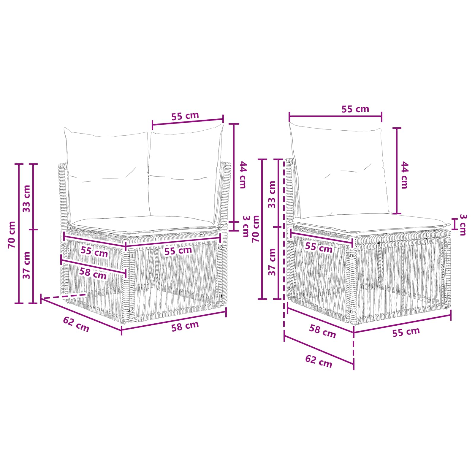 Set Divano da Giardino 8 pz Grigio polyrattan