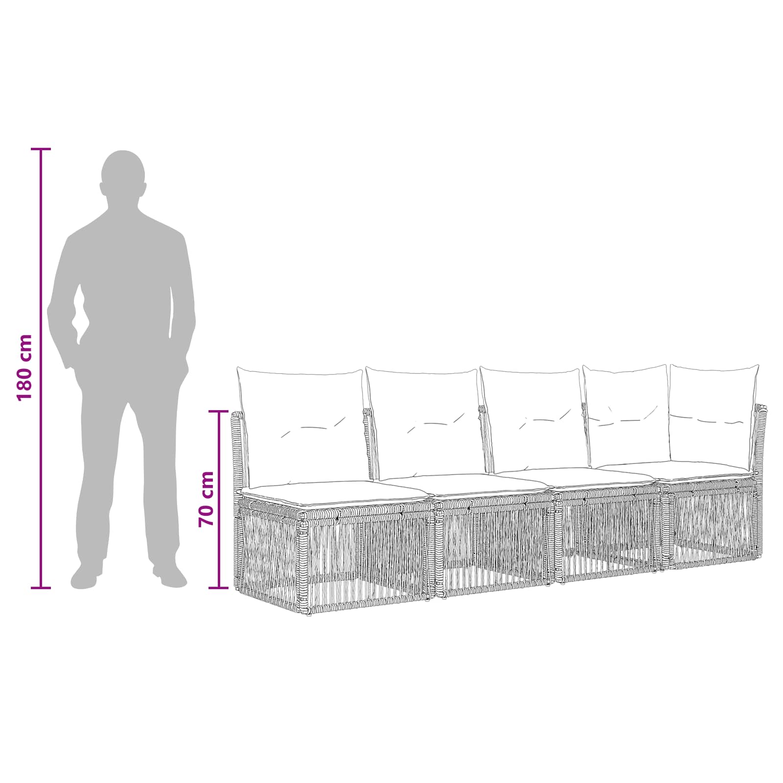 Set Divano da Giardino 8 pz Grigio polyrattan