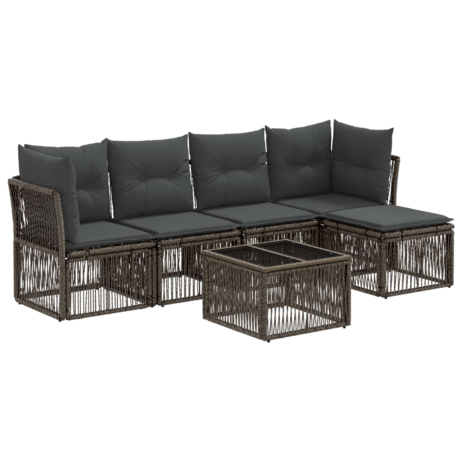 Set Divano da Giardino 6 pz Grigio polyrattan