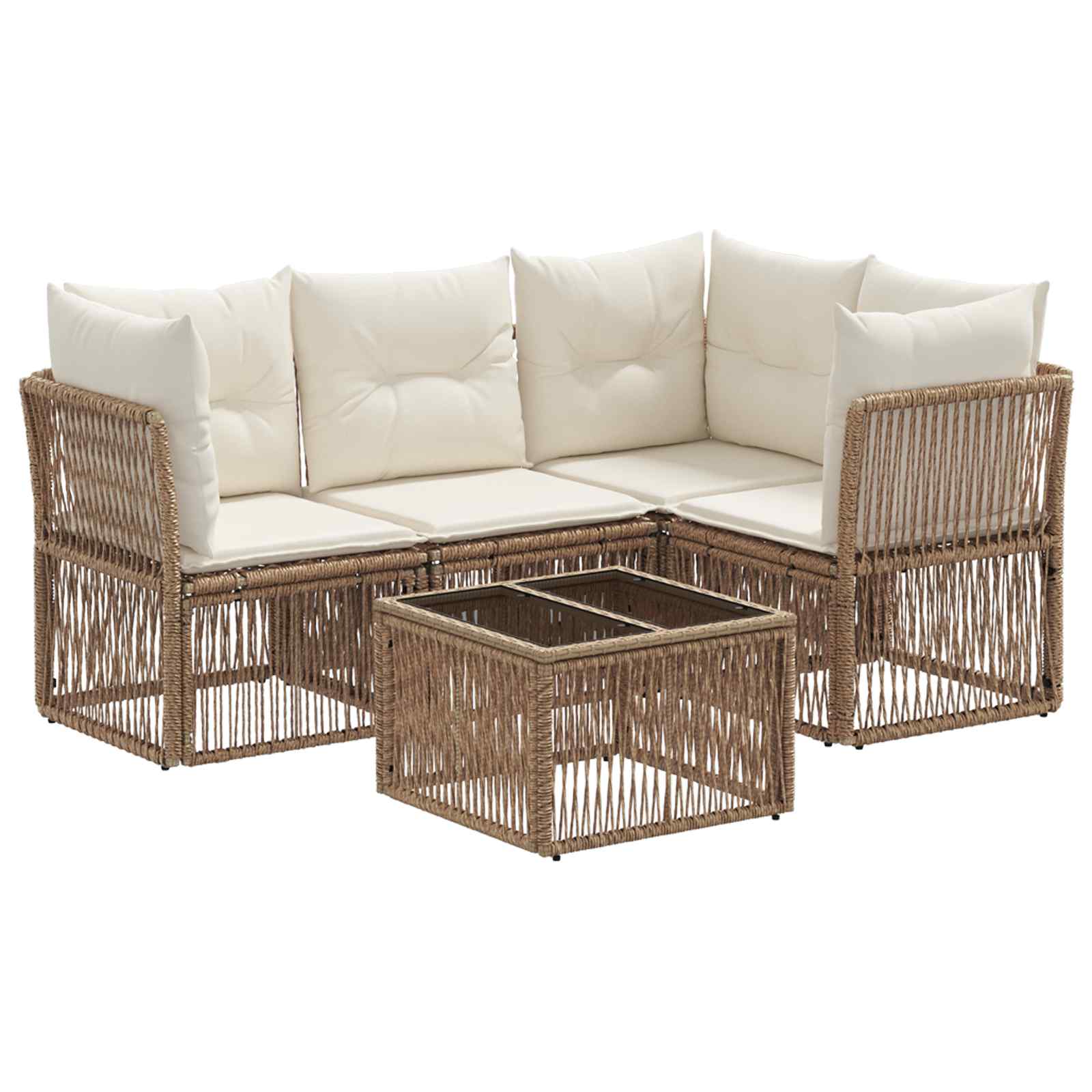 Set Divano da Giardino 5 pz Beige polyrattan