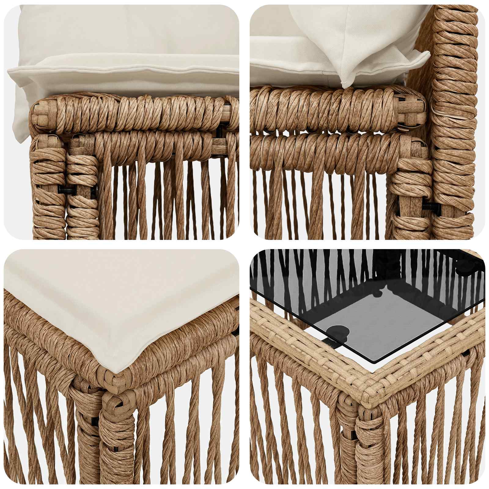 Set Divano da Giardino 5 pz Beige polyrattan