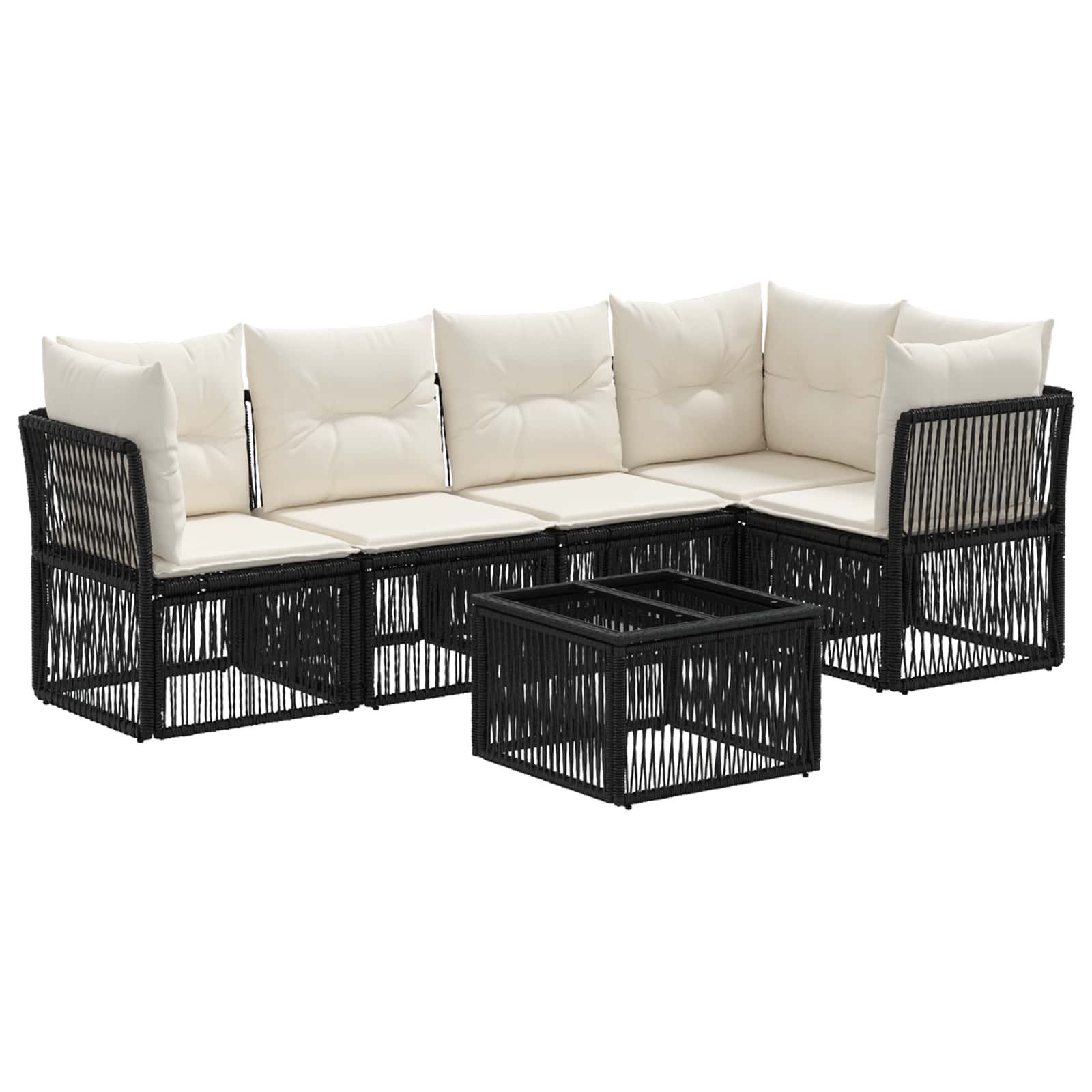 Set Divano da Giardino 6 pz Nero polyrattan