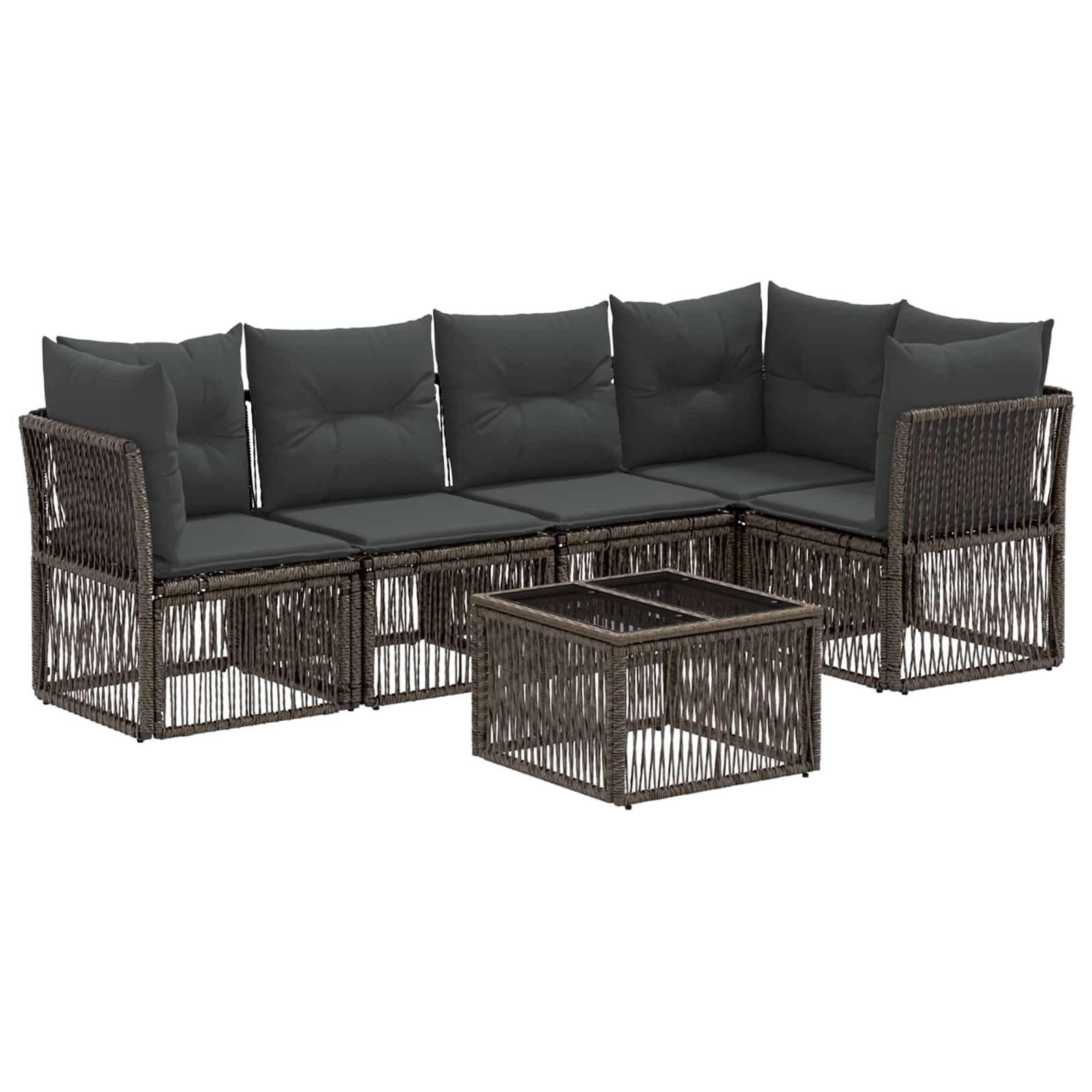 Set Divano da Giardino 6 pz Grigio polyrattan