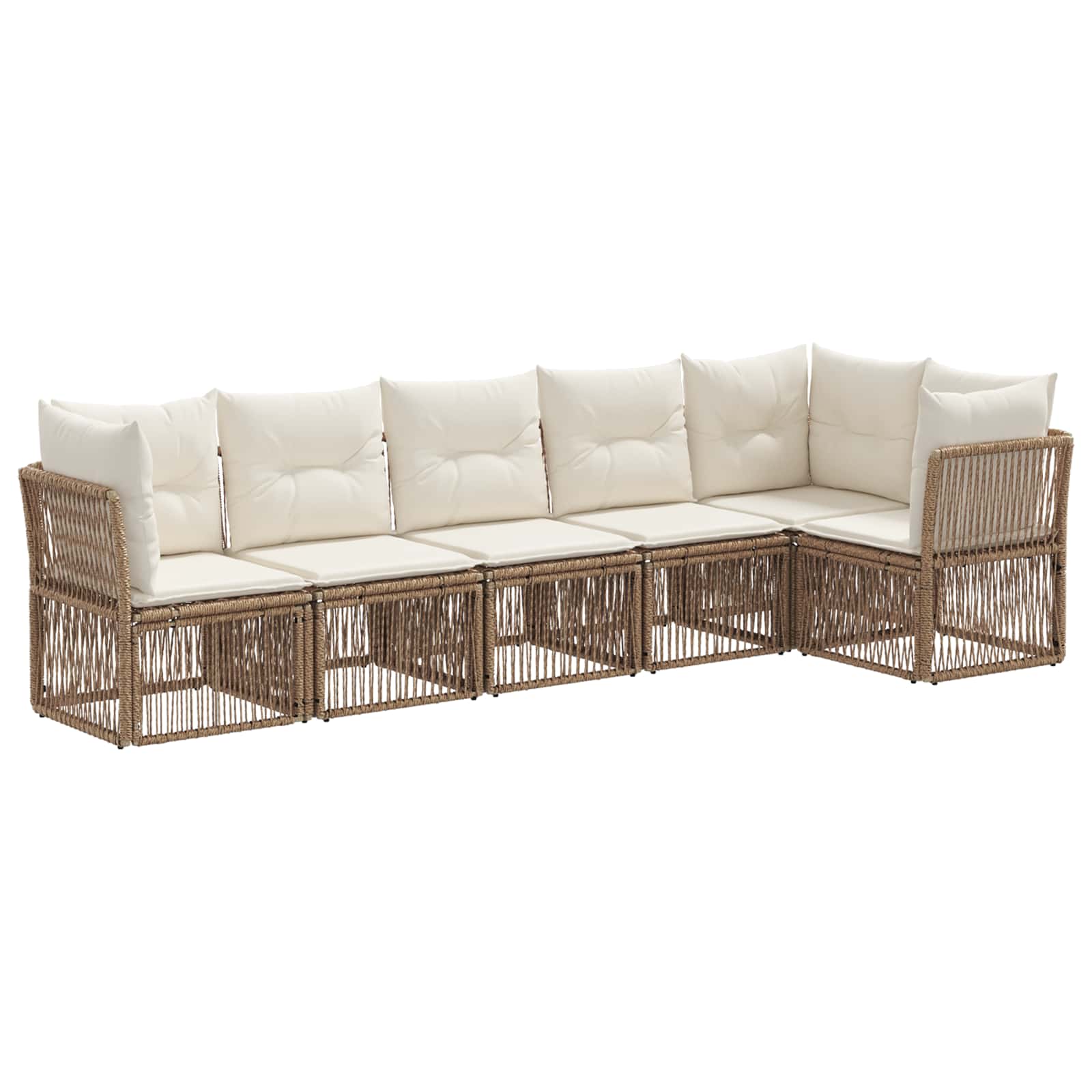 Set Divano da Giardino 6 pz Beige polyrattan