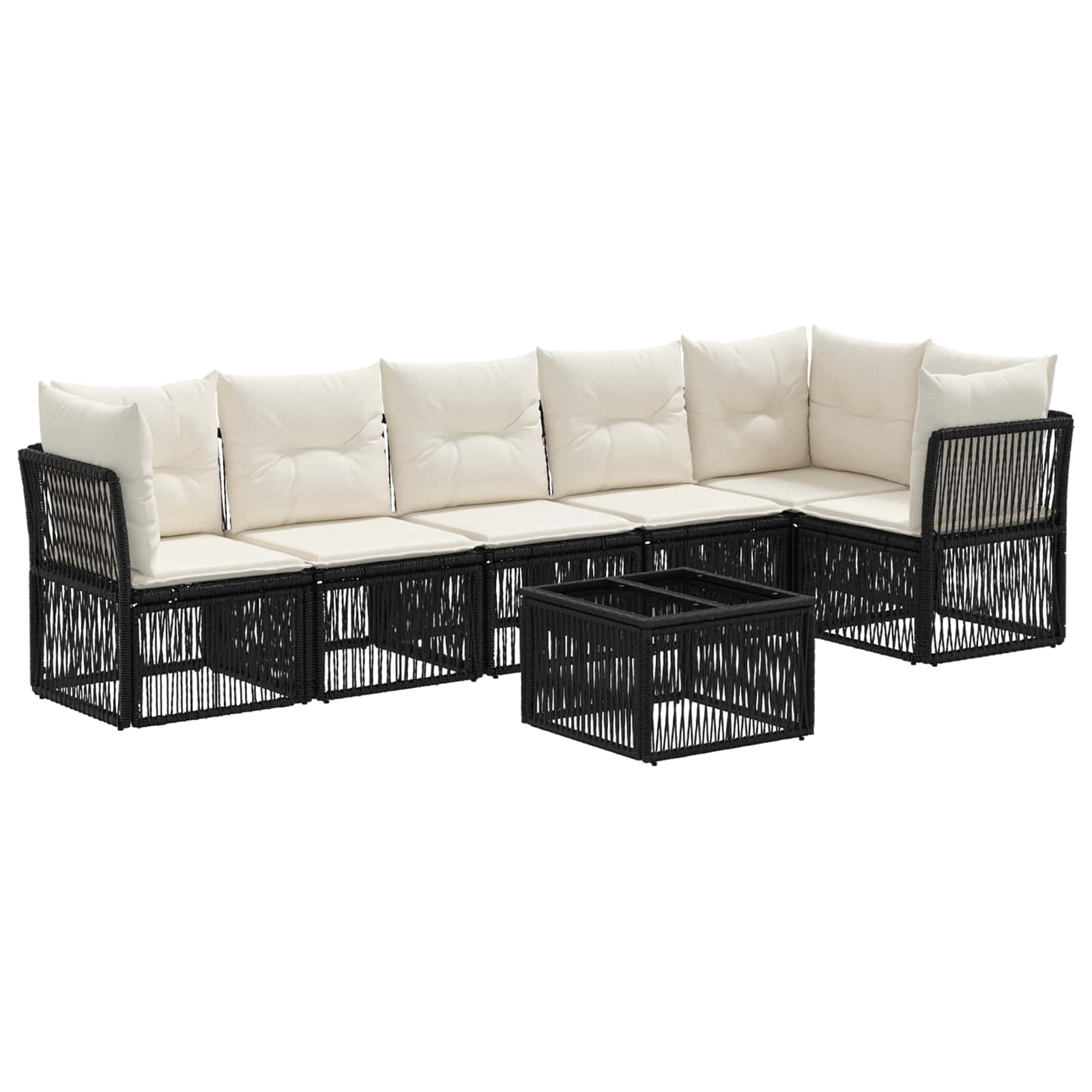 Set Divano da Giardino 7 pz Nero polyrattan
