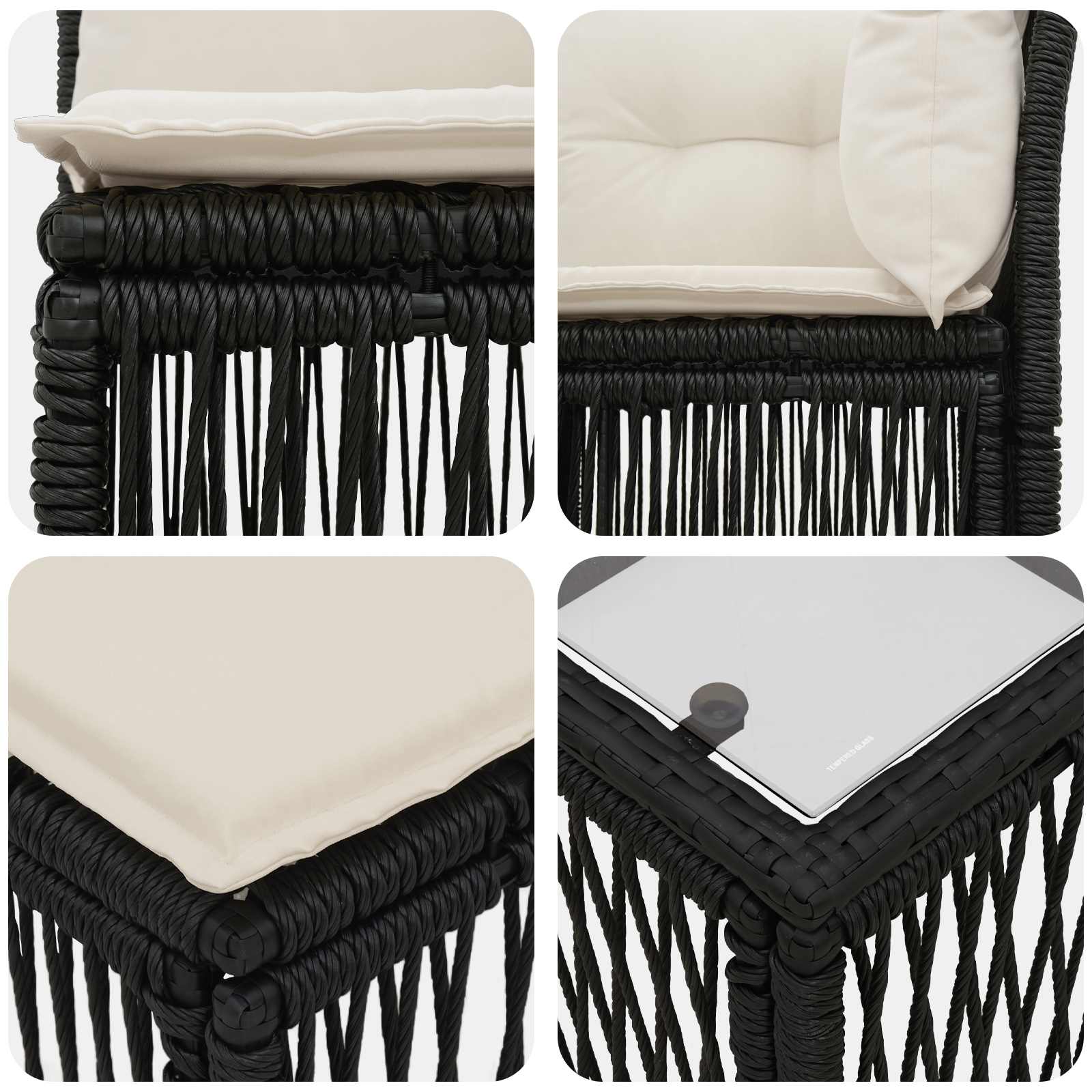 Set Divano da Giardino 7 pz Nero polyrattan
