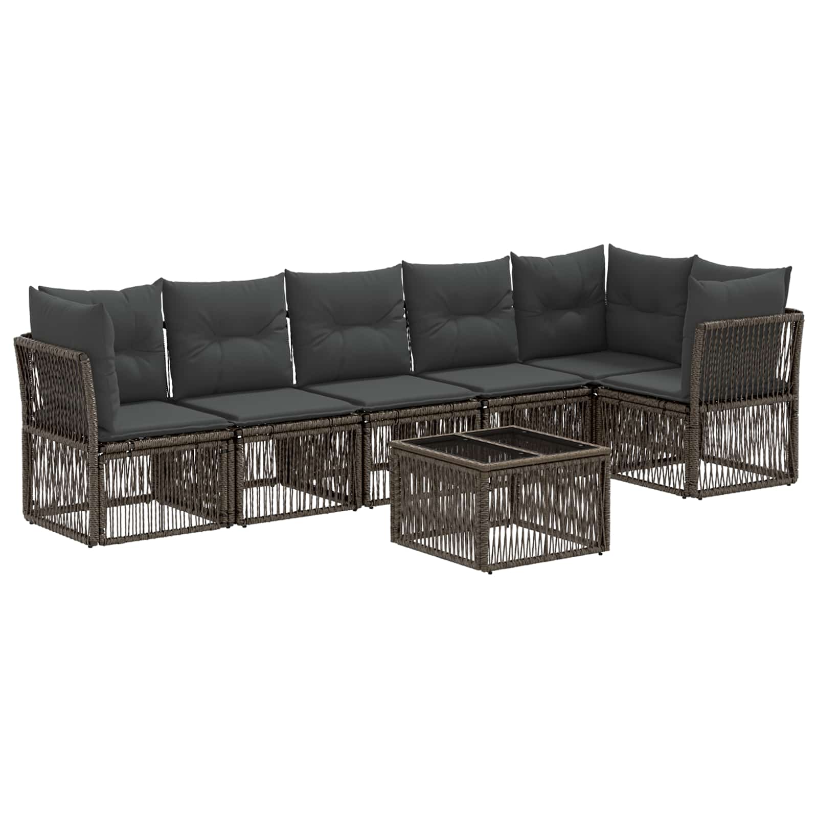 Set Divano da Giardino 7 pz Grigio polyrattan