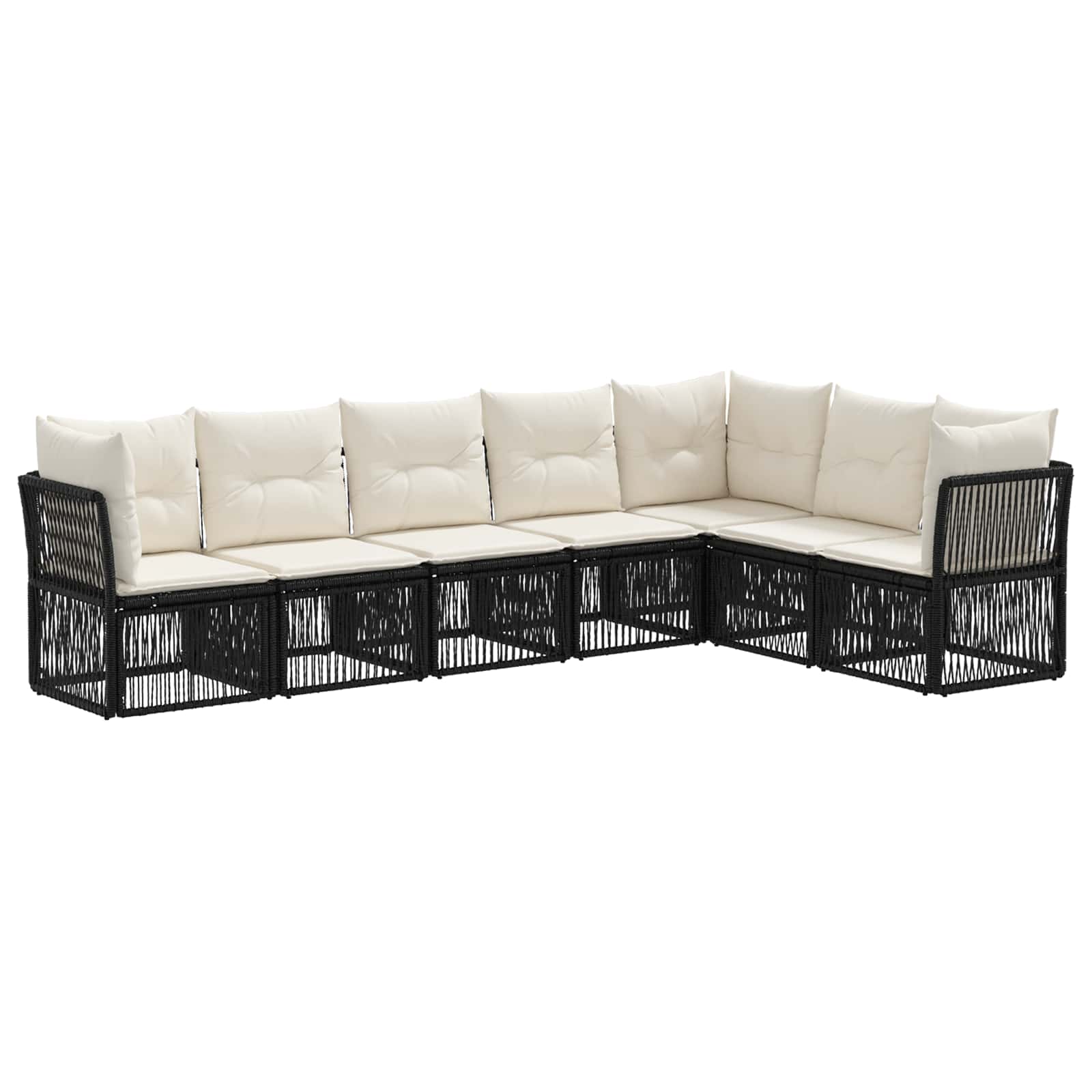Set Divano da Giardino 7 pz Nero polyrattan