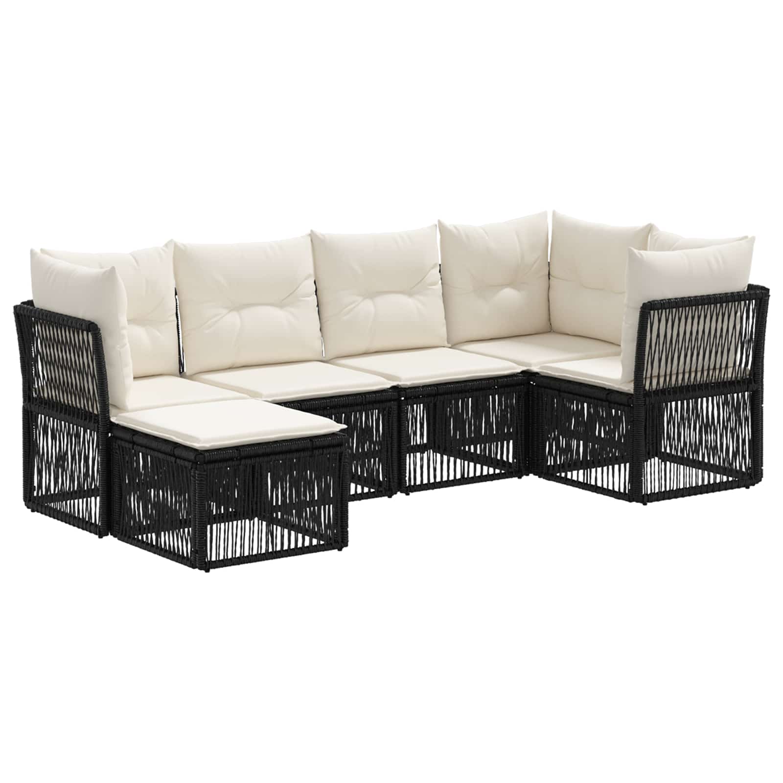 Set Divano da Giardino 6 pz Nero polyrattan
