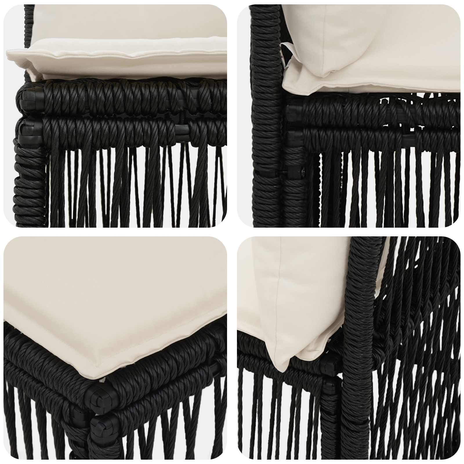 Set Divano da Giardino 6 pz Nero polyrattan