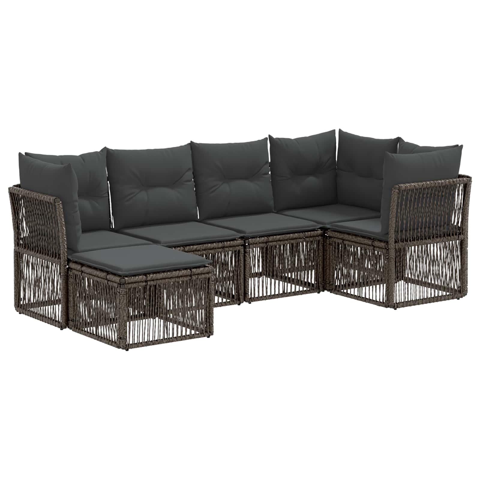 Set Divano da Giardino 6 pz Grigio polyrattan