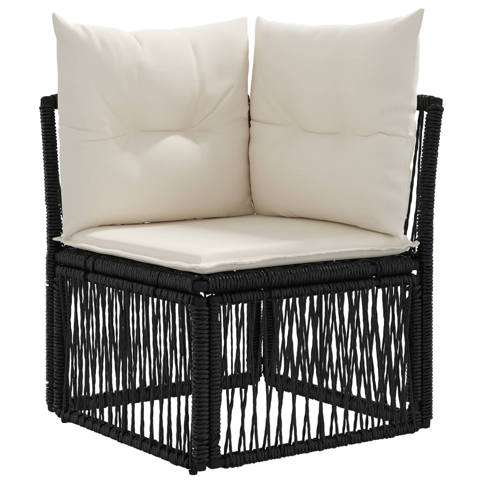 Set Divano da Giardino 7 pz Nero polyrattan