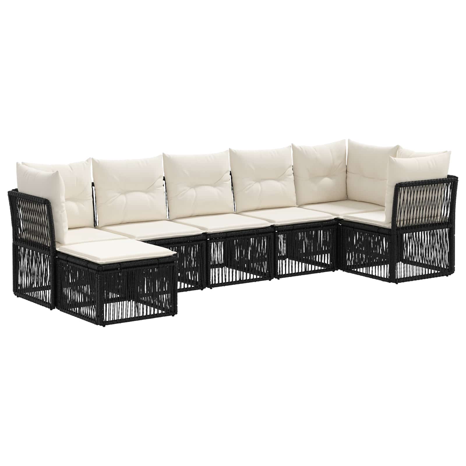 Set Divano da Giardino 7 pz Nero polyrattan