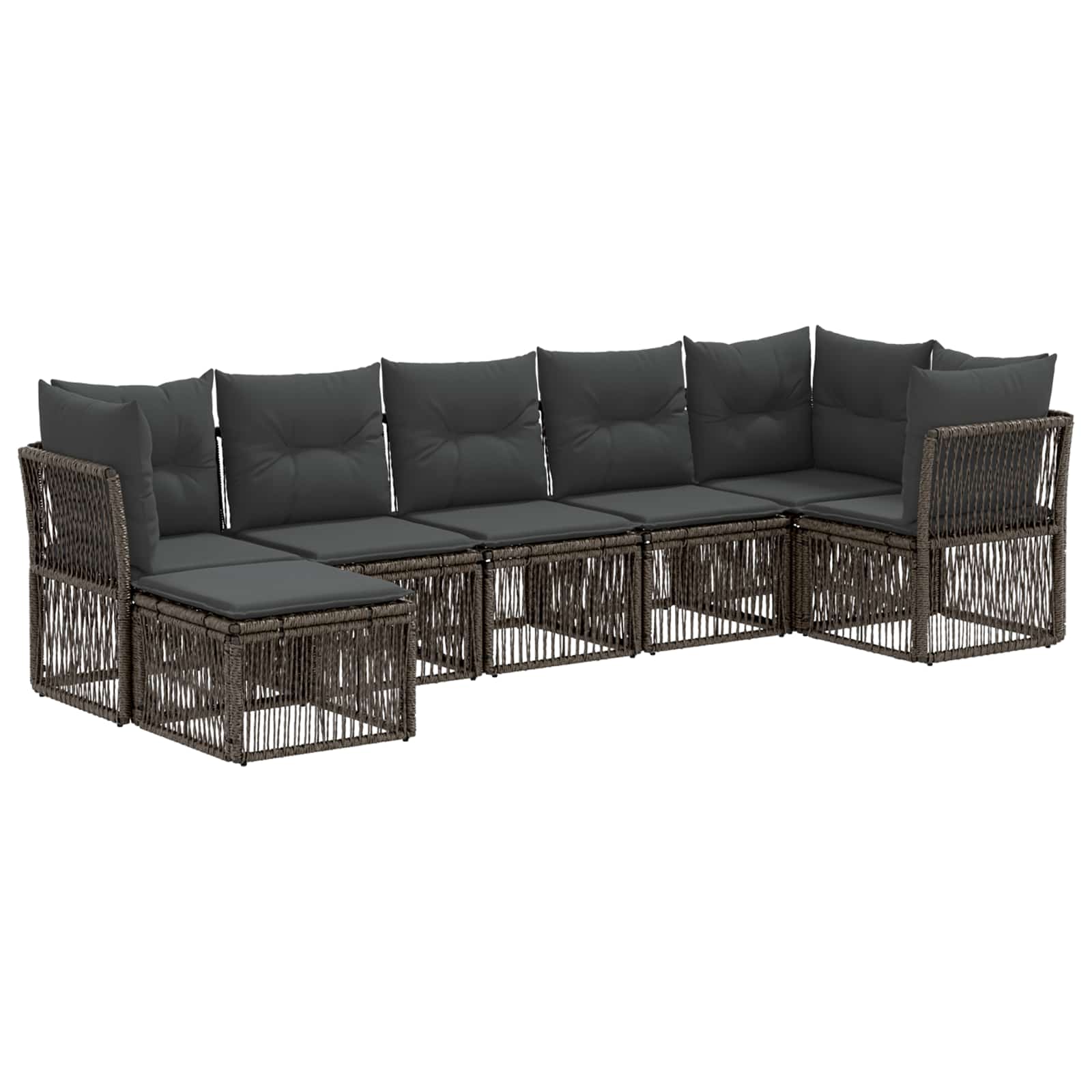 Set Divano da Giardino 7 pz Grigio polyrattan