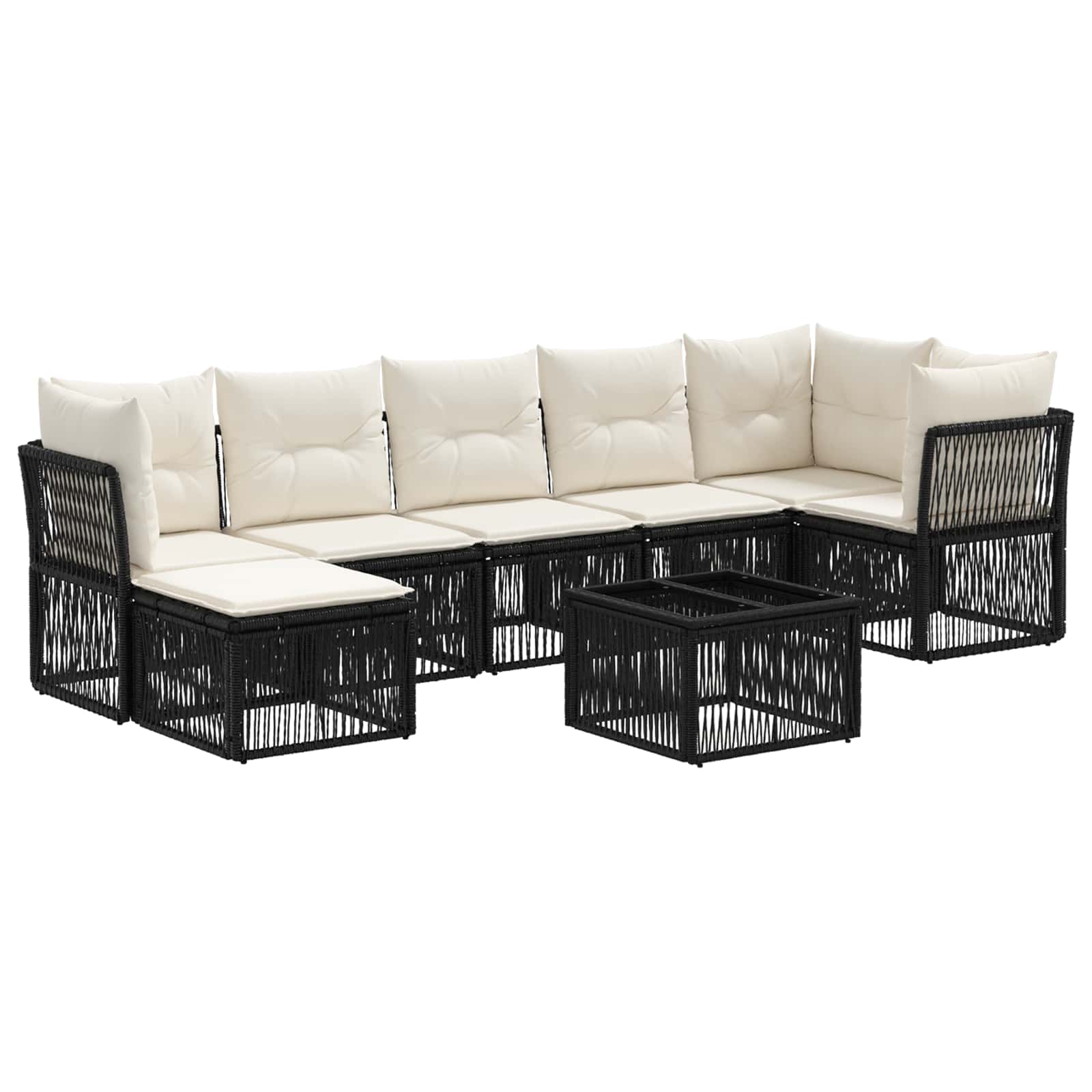 Set Divano da Giardino 8 pz Nero polyrattan